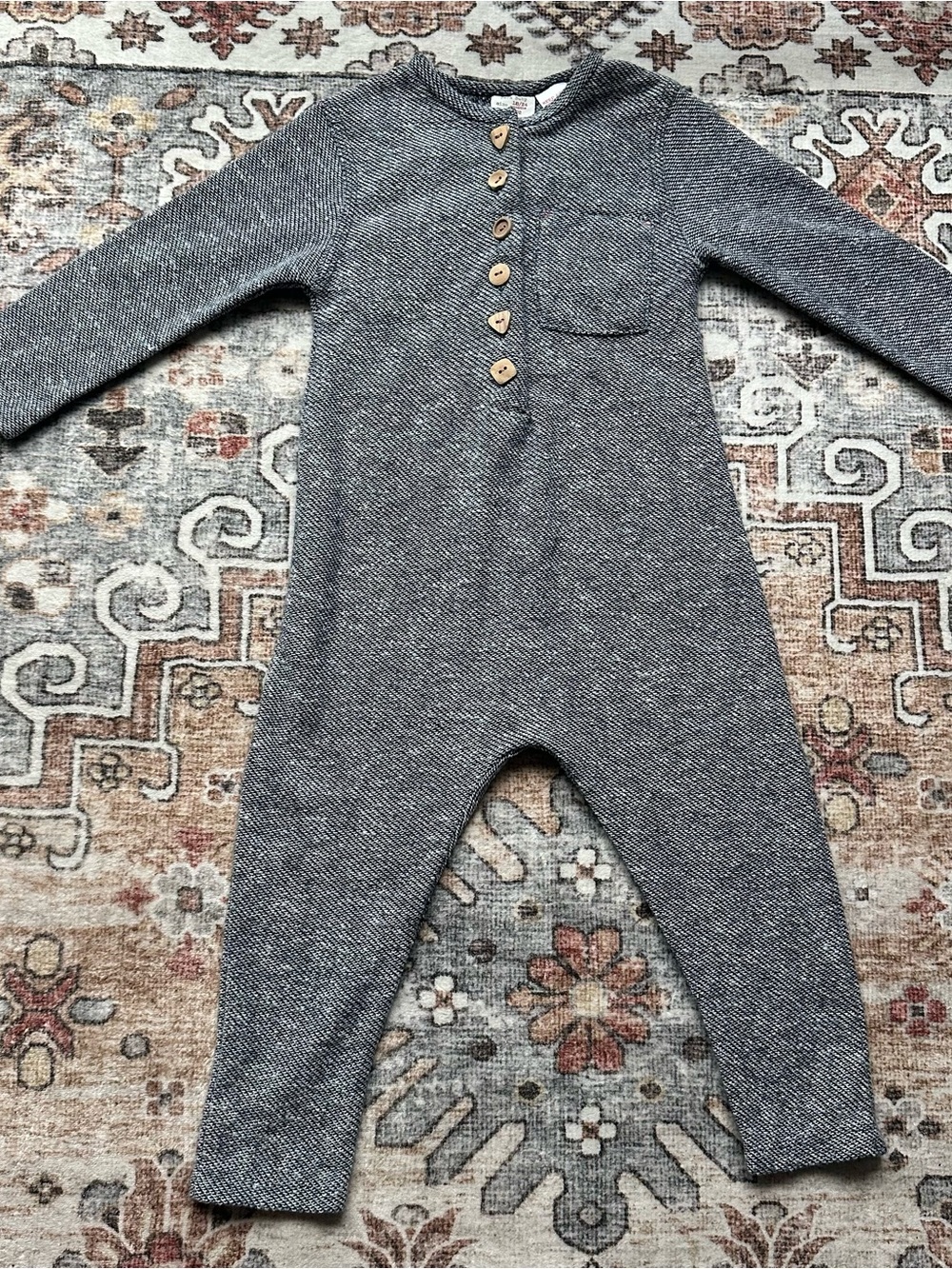 Zara Baby: Knit Long-Sleeve One-Piece Romper with Buttons